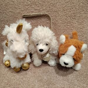 GUND Justice Pet Shop Lot Of 3 Plush Animals -Gigi, Wynny Dogs & Starry Unicorn